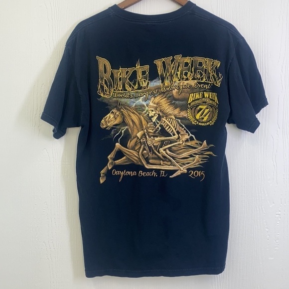 Jerzees - Vintage Daytona Beach Bike Week 2015 Black Skull Shirt Size Large - Picture 9 of 12